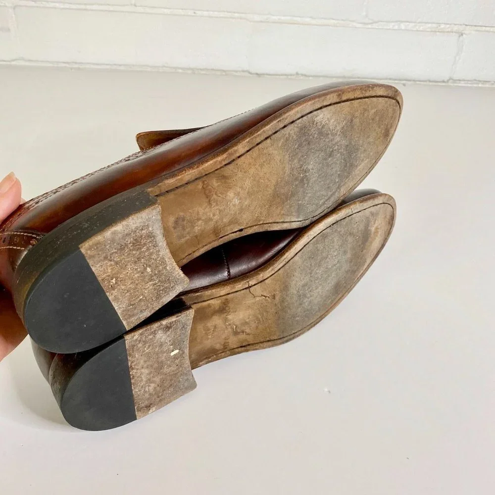 Donald J Pliner Zaza Brown Leather Slip on Wingtip Loafers Sz 11 - Picture 5 of 7